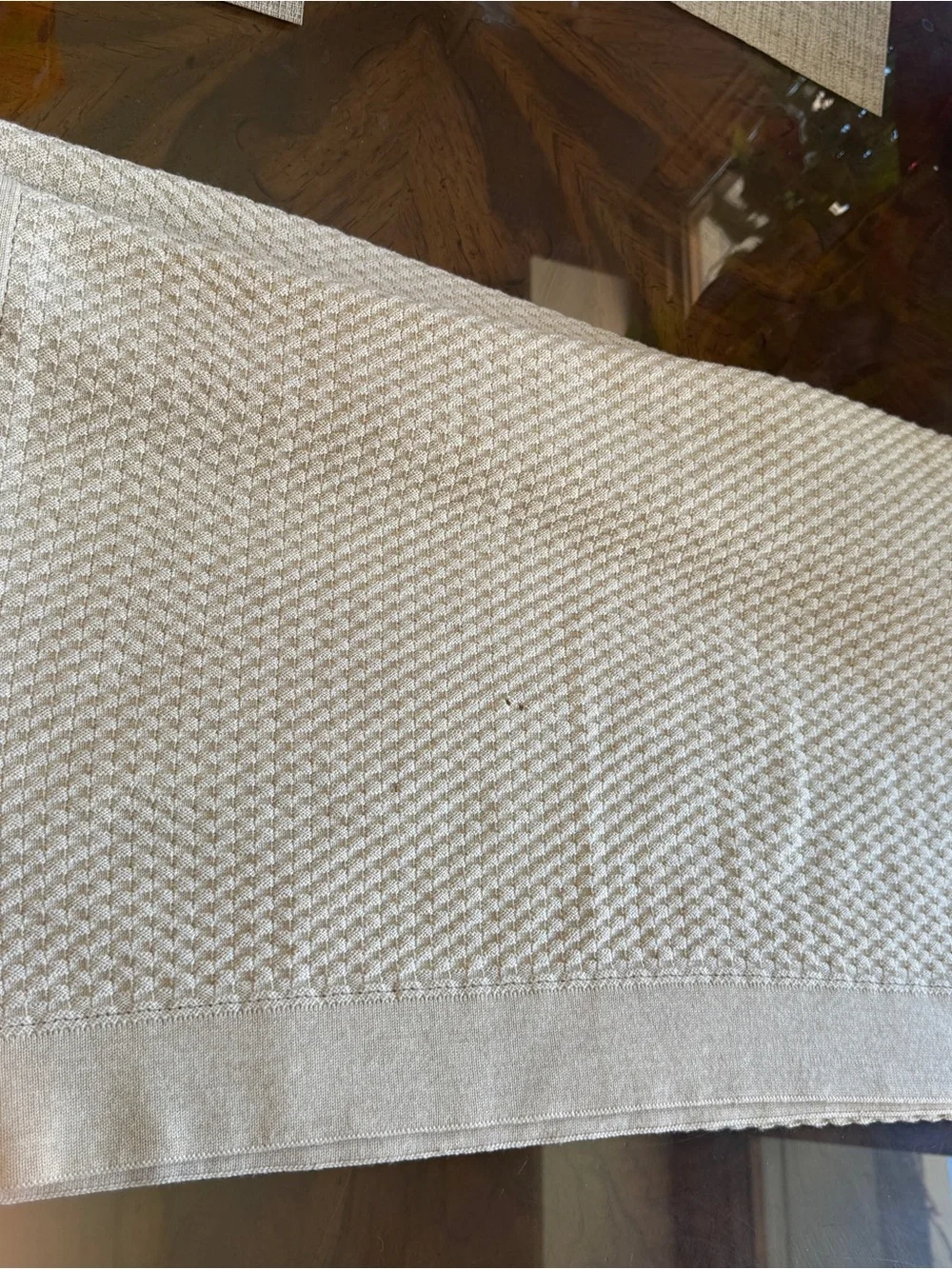 Peacock Alley Merino Wool Throw Blanket Cream Italy 54 x70